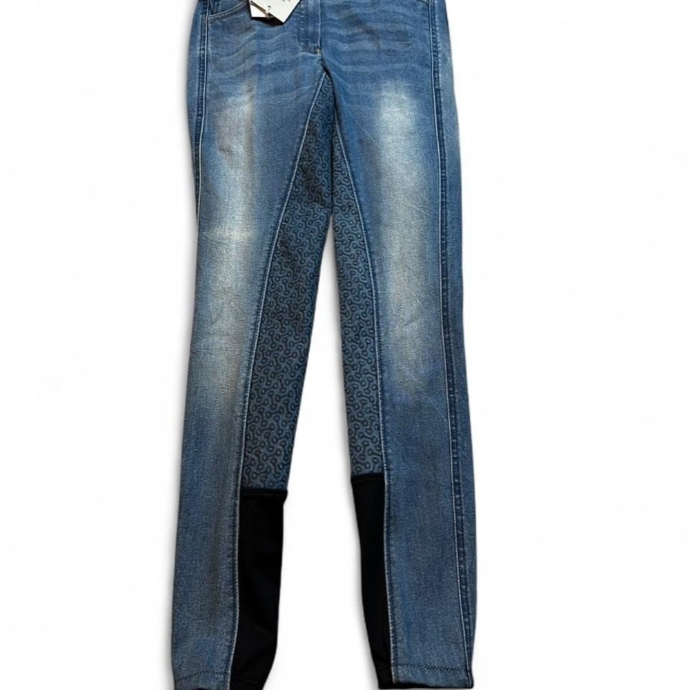 Horze Kaia Women's High Waist Denim Silicone Full Seat Breeches equestrian sz 22